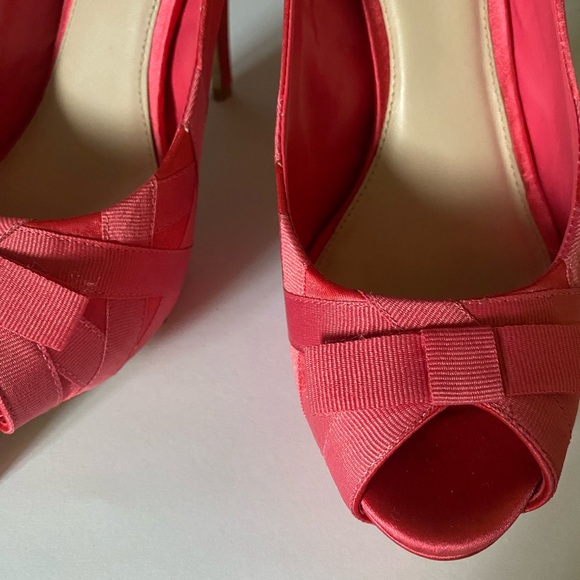 Zara Pink satin open toe pumps with bow, sz 40 NWT - Picture 6 of 10